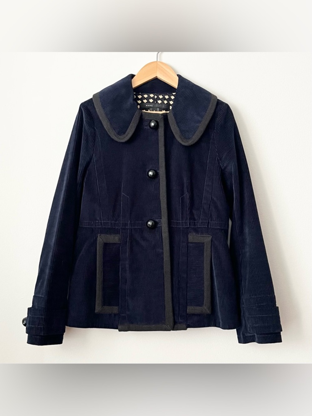 Vintage Marc Jacobs Women's Navy Corduroy Jacket Size 2 Preppy Academia Y2K READ